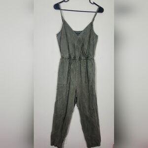 Abercrombie & Fitch S Olive Green Lyocell Jumpsuit Wrap Front Sleeveless Utility
